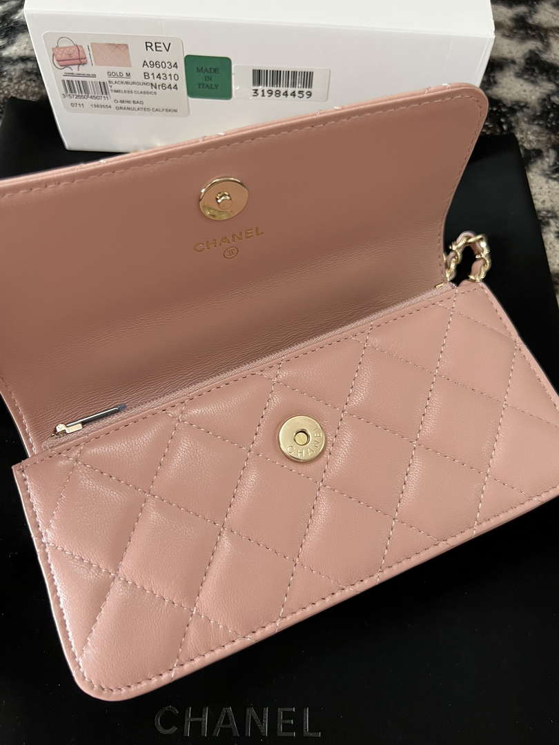 Chanel A96034 Woc Wallet on Chain With Small flower Handle Pink Lambskin - Default Title - View 6