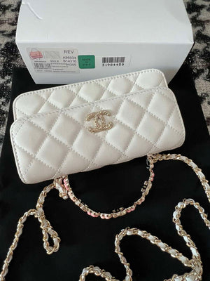 Chanel A96034 Woc Wallet on Chain With Small flower Handle White Lambskin - Default Title - View 6