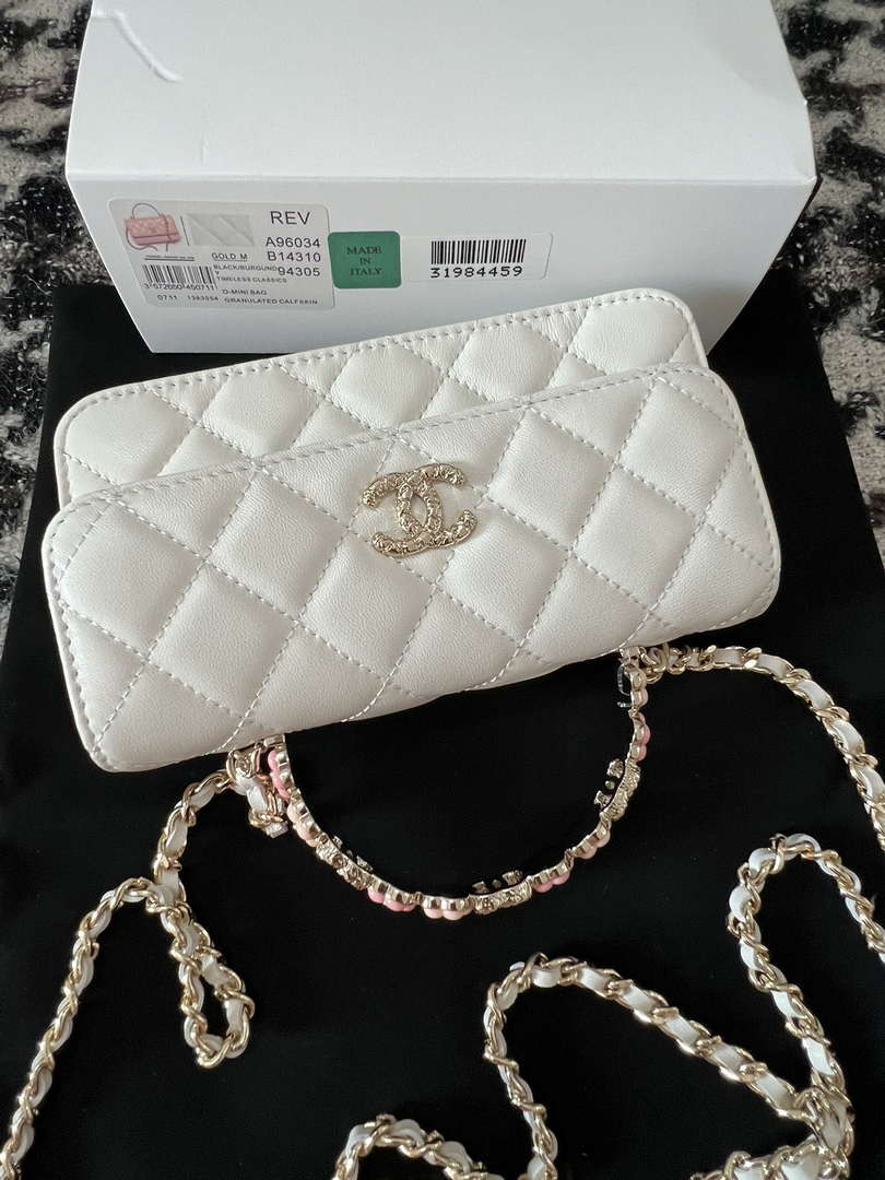 Chanel A96034 Woc Wallet on Chain With Small flower Handle White Lambskin - Default Title - View 6