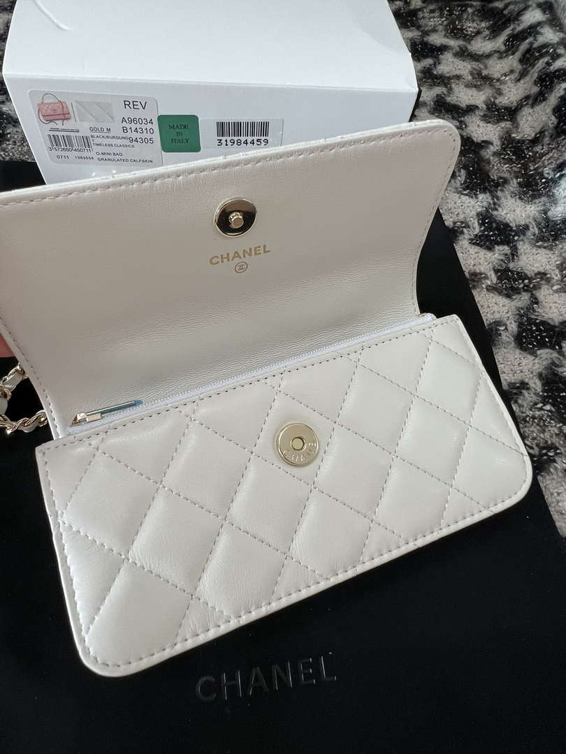 Chanel A96034 Woc Wallet on Chain With Small flower Handle White Lambskin - Default Title - View 7