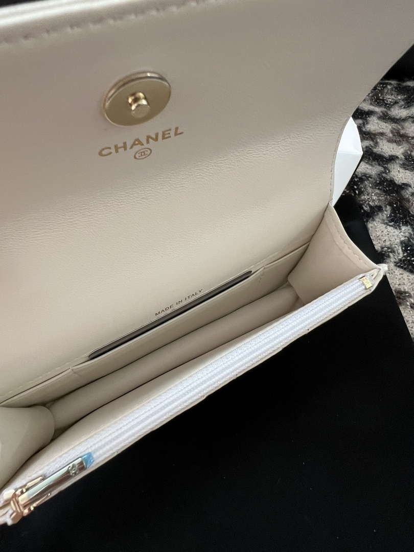 Chanel A96034 Woc Wallet on Chain With Small flower Handle White Lambskin