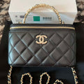 Chanel A96035 CLUTCH Lambskin Vanity Box bag Black - Default Title - View 1