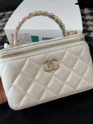 Chanel A96035 CLUTCH Lambskin Vanity Box bag White - Default Title - View 7
