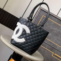 Chanel A98003 Vintage Large Bucket bag Black with White CC - Default Title - View 1