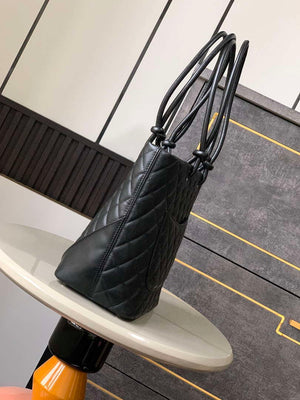 Chanel A98003 Vintage Large Bucket bag Black with White CC - Default Title - View 3