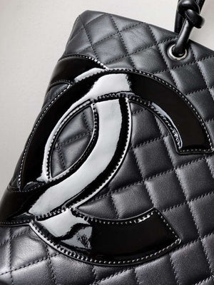 Chanel A98003 Vintage Large Bucket bag Black with Patent leather CC - Default Title - View 5