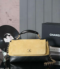 Chanel A99002 Shopping Bag 25P Diamond Basket Shopping Bag Black and Tan