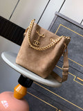 Chanel A99004 Vintage Hobo 25P Basket Shopping Bag Suede Brown