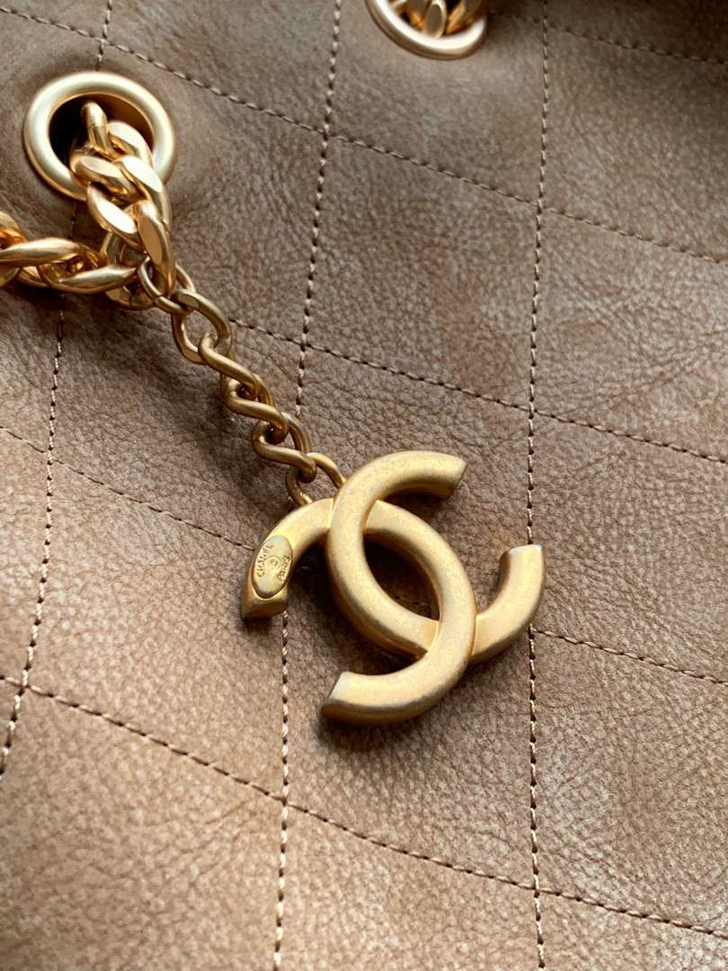 Chanel A99004 Vintage Hobo 25P Basket Shopping Bag Suede Brown