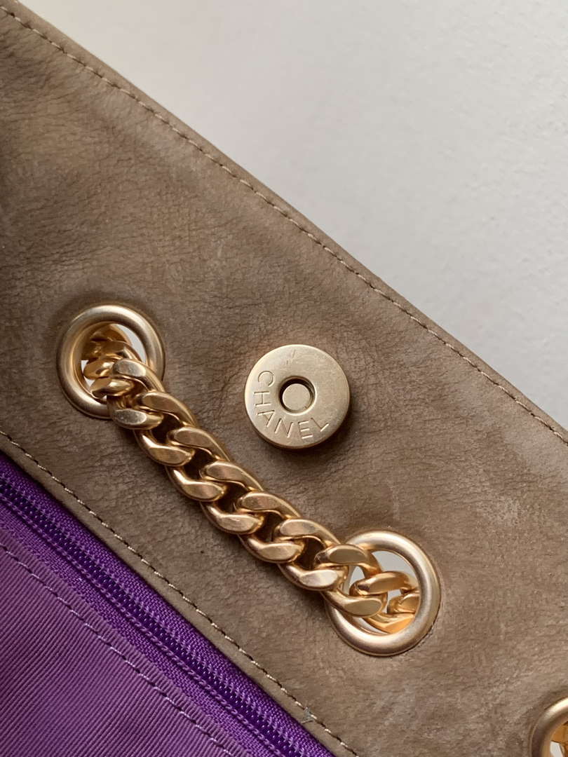 Chanel A99004 Vintage Hobo 25P Basket Shopping Bag Suede Brown