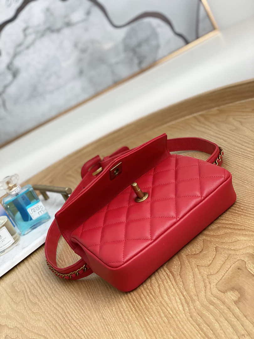 Chanel A99009 Waist bag Lambskin Red Gold