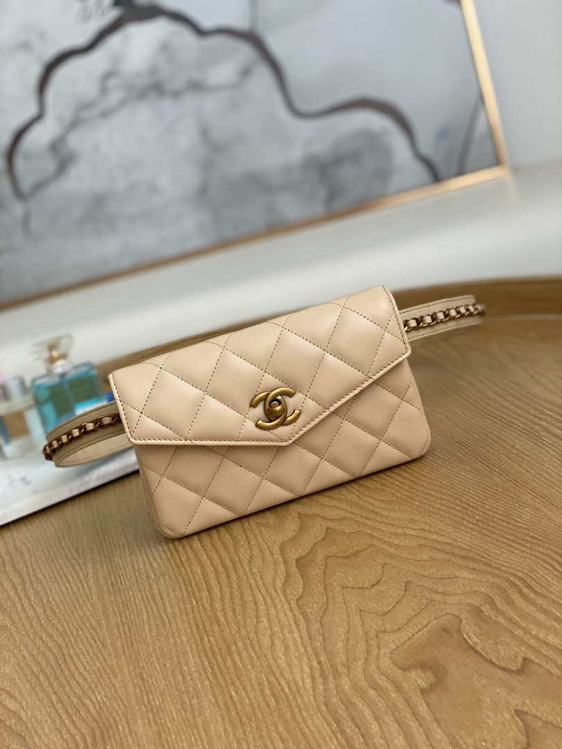 Chanel A99009 Waist bag Lambskin Light Yellow Pink Gold - Default Title - View 1
