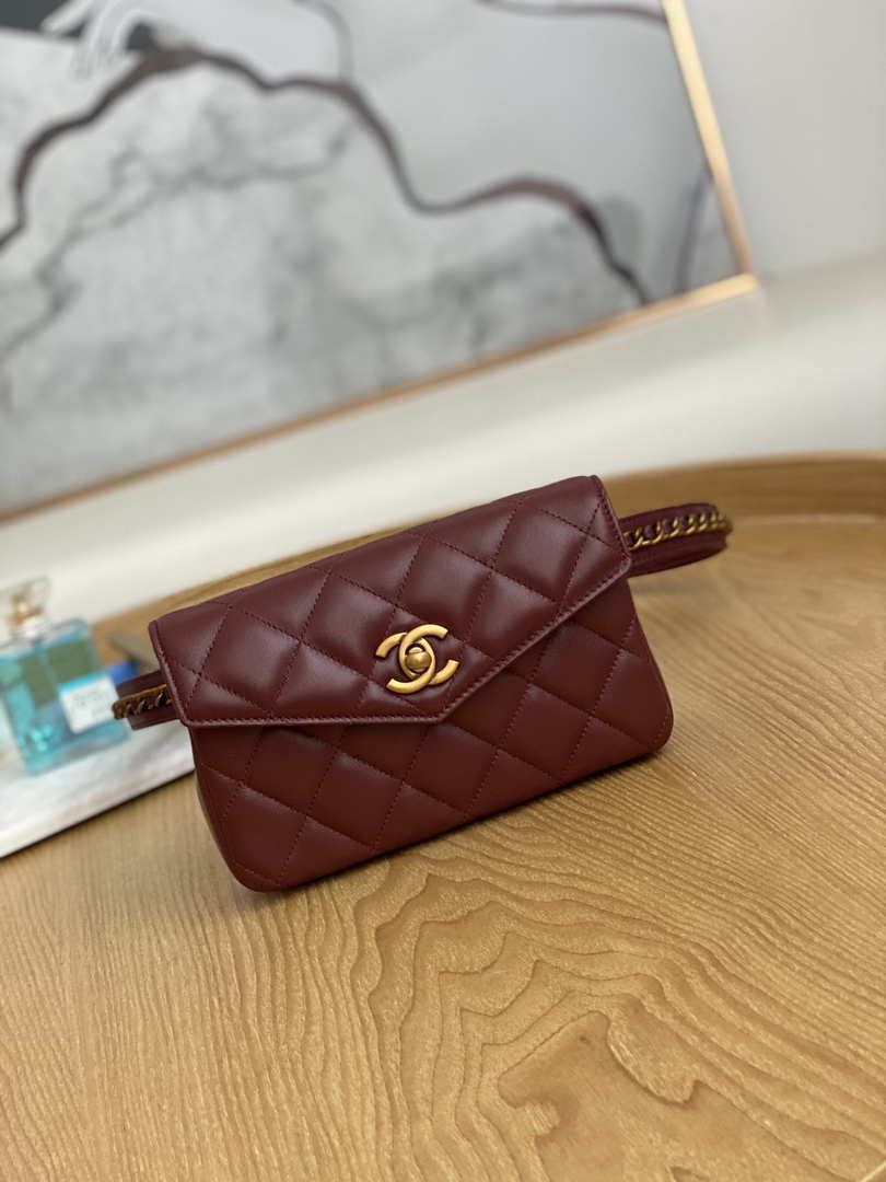 Chanel A99009 Waist bag Lambskin Wine Red Gold - Default Title - View 1