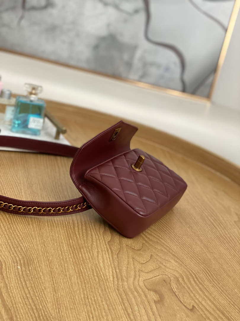 Chanel A99009 Waist bag Lambskin Wine Red Gold