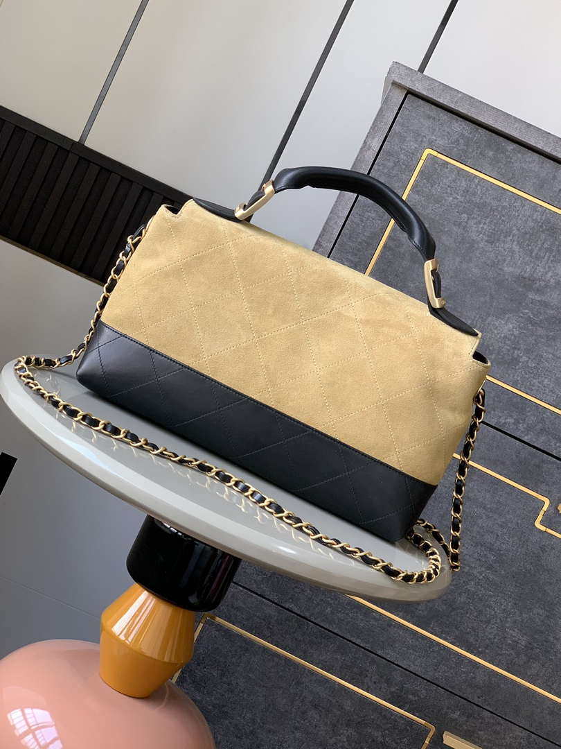 Chanel A99011 Double leather flap bag Black and Apricot