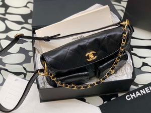 Chanel A99335 Hobo Bag Lambskin & Gold-Tone Metal Black - Default Title - View 5