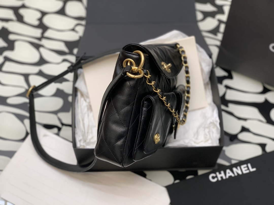 Chanel A99335 Hobo Bag Lambskin & Gold-Tone Metal Black - Default Title - View 6