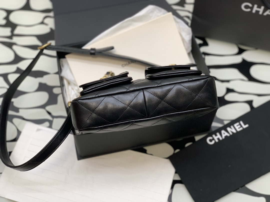 Chanel A99335 Hobo Bag Lambskin & Gold-Tone Metal Black - Default Title - View 7