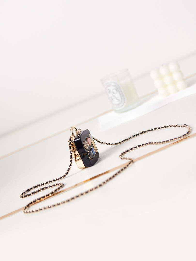 Chanel ABA744 Evening Long Pendant Necklace Metal, Resin Lambskin Multicolor