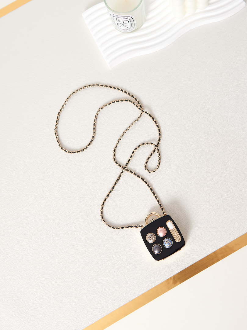 Chanel ABA744 Evening Long Pendant Necklace Metal, Resin Lambskin Multicolor