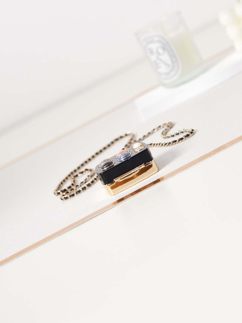 Chanel ABA744 Evening Long Pendant Necklace Metal, Resin Lambskin Multicolor
