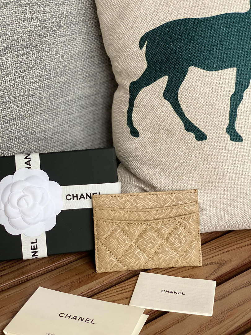 Chanel AP0213 Card Holder Calfskin Beige