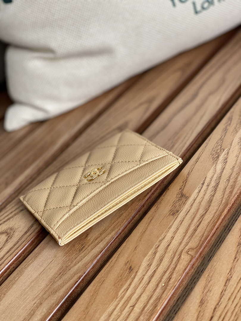 Chanel AP0213 Card Holder Calfskin Beige