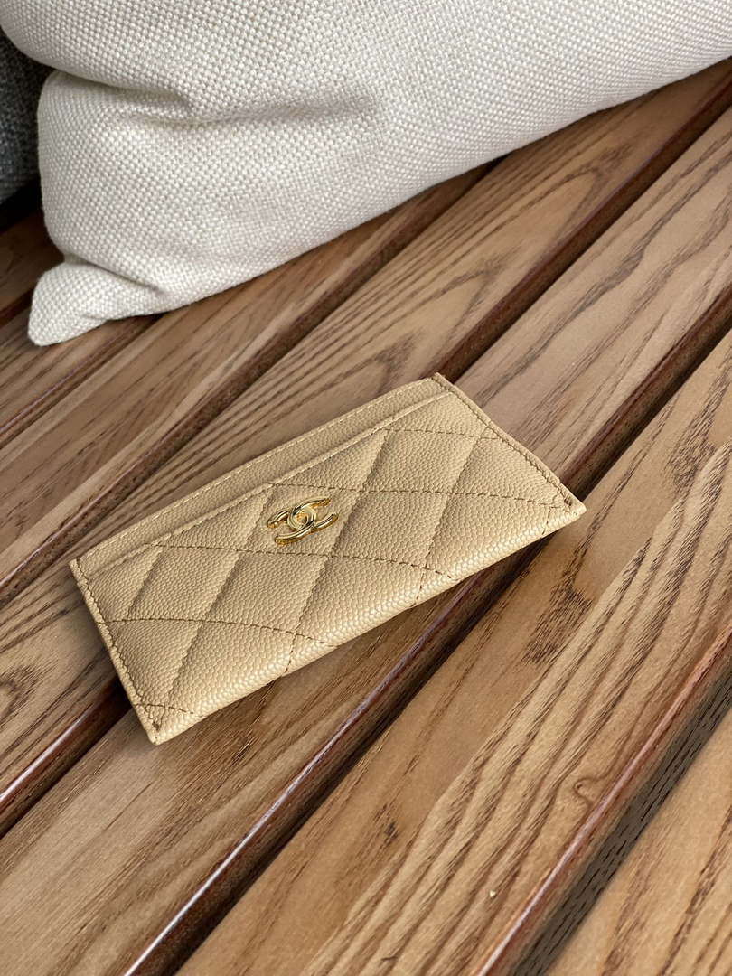 Chanel AP0213 Card Holder Calfskin Beige