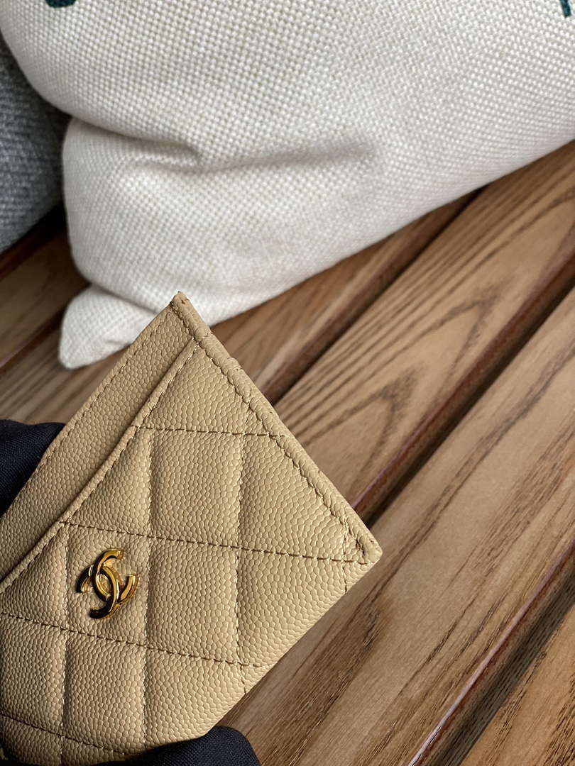 Chanel AP0213 Card Holder Calfskin Beige