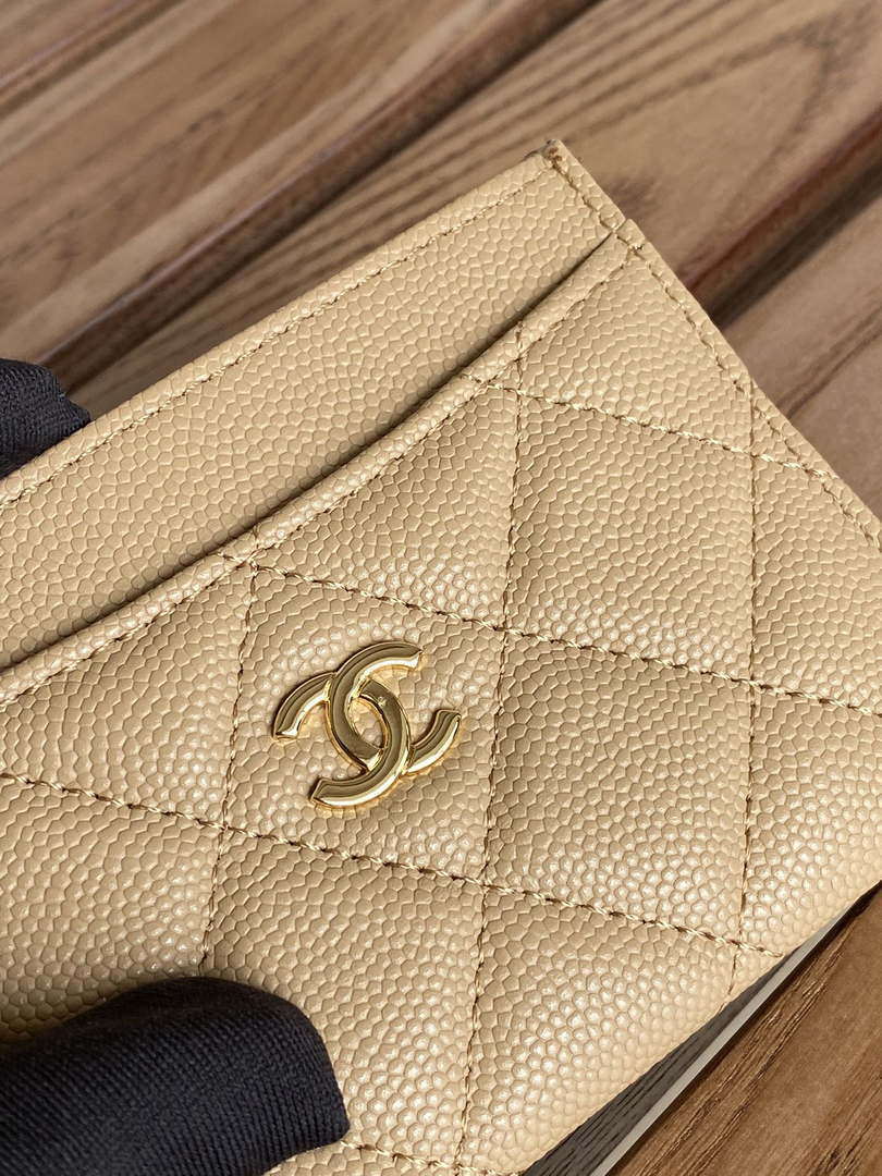 Chanel AP0213 Card Holder Calfskin Beige