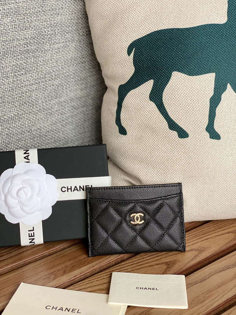 Chanel AP0213 Card Holder Calfskin Black - Gold - View 1