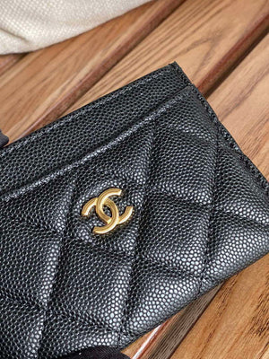 Chanel AP0213 Card Holder Calfskin Black - Gold - View 6