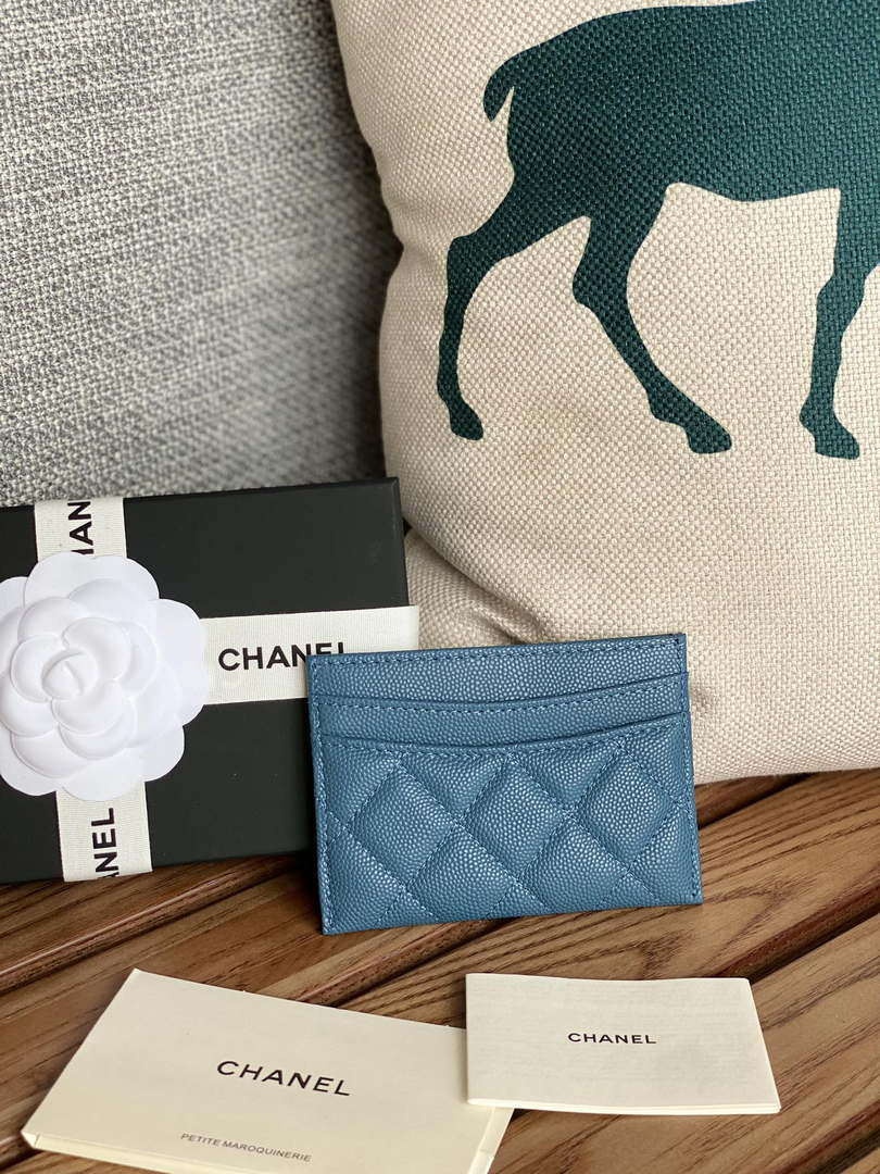 Chanel AP0213 Card Holder Calfskin Blue