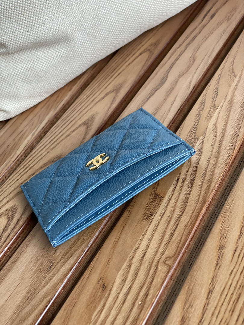 Chanel AP0213 Card Holder Calfskin Blue