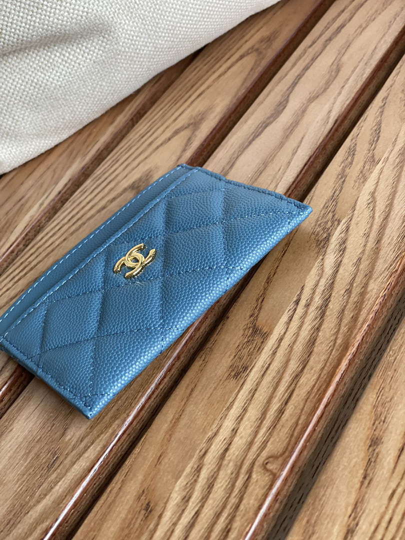Chanel AP0213 Card Holder Calfskin Blue