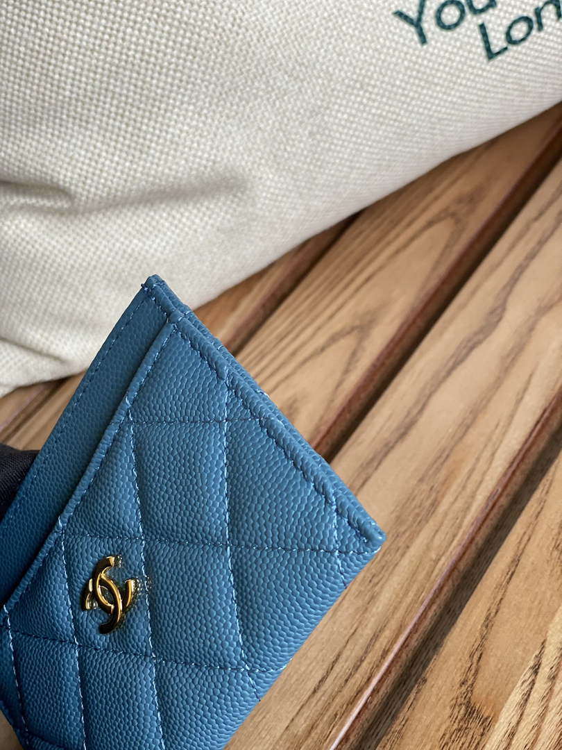 Chanel AP0213 Card Holder Calfskin Blue