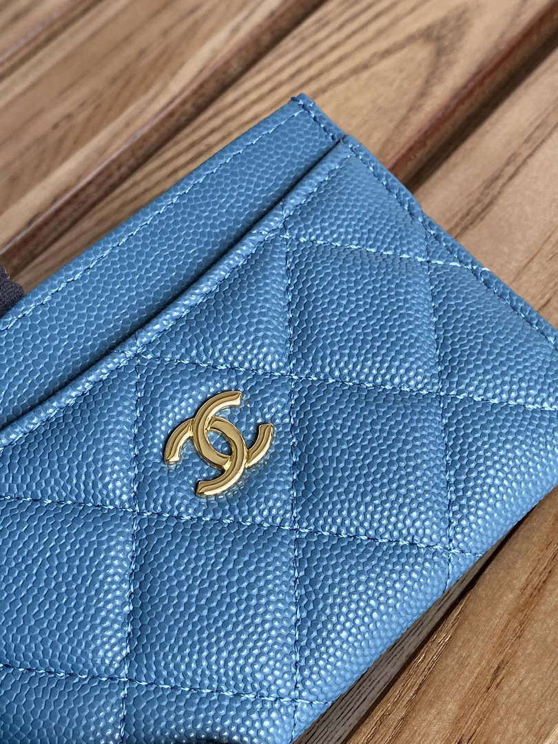Chanel AP0213 Card Holder Calfskin Blue