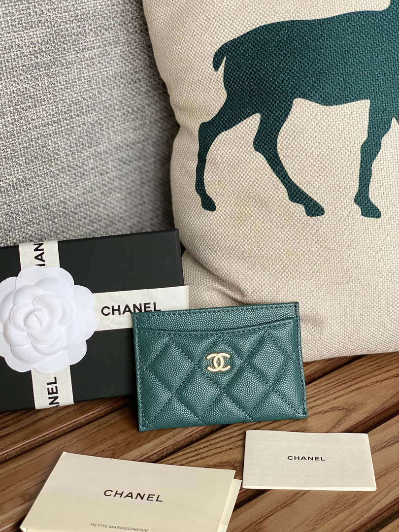 Chanel AP0213 Card Holder Calfskin Dark Green - Default Title - View 1