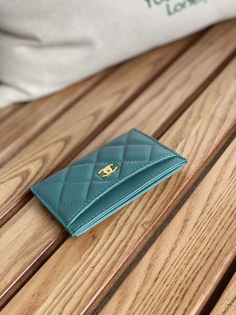 Chanel AP0213 Card Holder Calfskin Dark Green