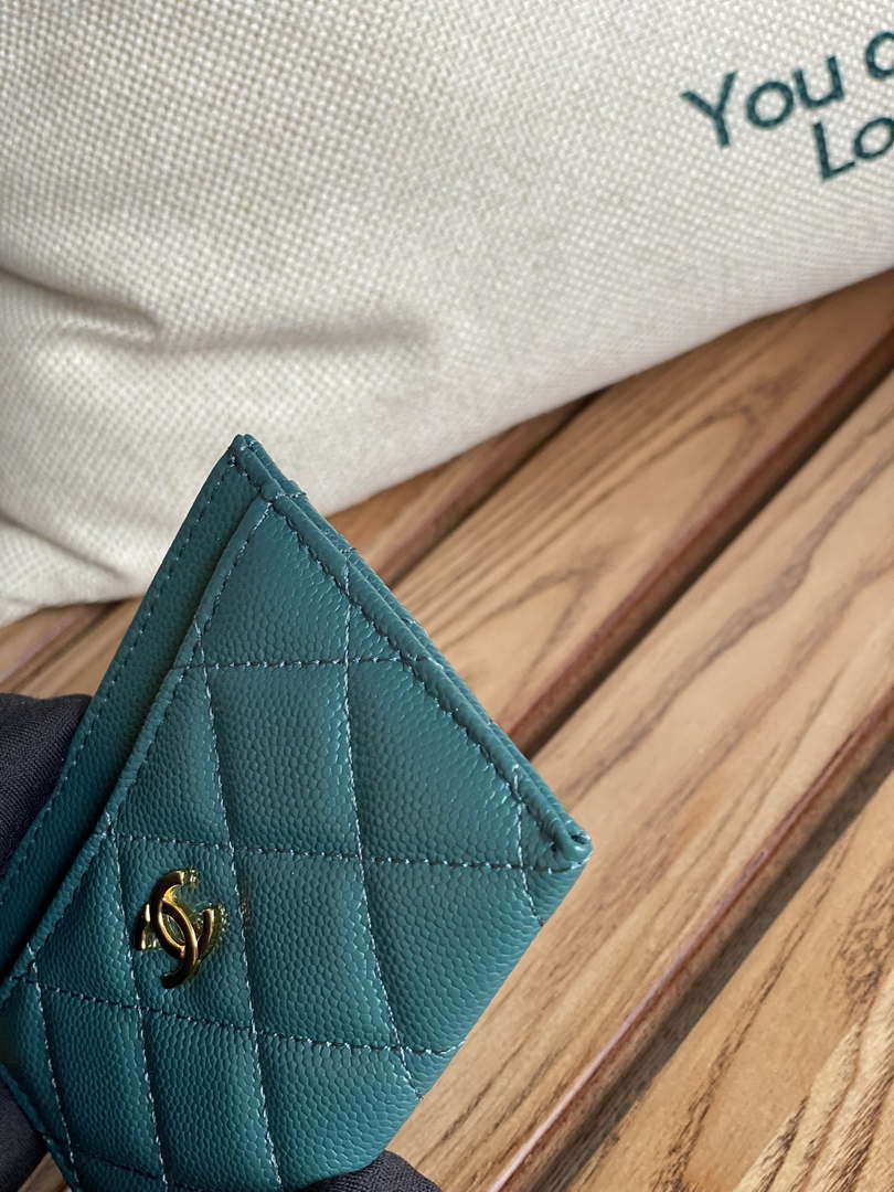 Chanel AP0213 Card Holder Calfskin Dark Green