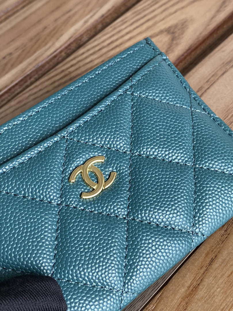 Chanel AP0213 Card Holder Calfskin Dark Green