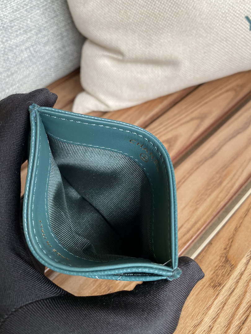 Chanel AP0213 Card Holder Calfskin Dark Green