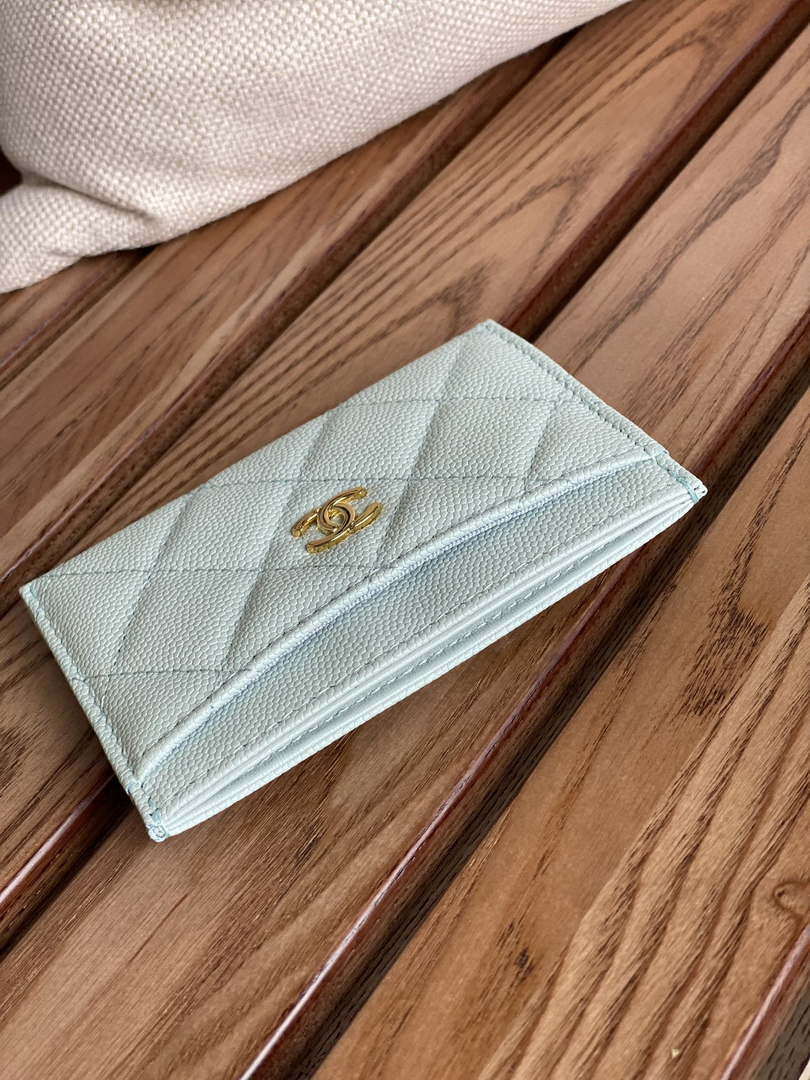 Chanel AP0213 Card Holder Calfskin Light Blue