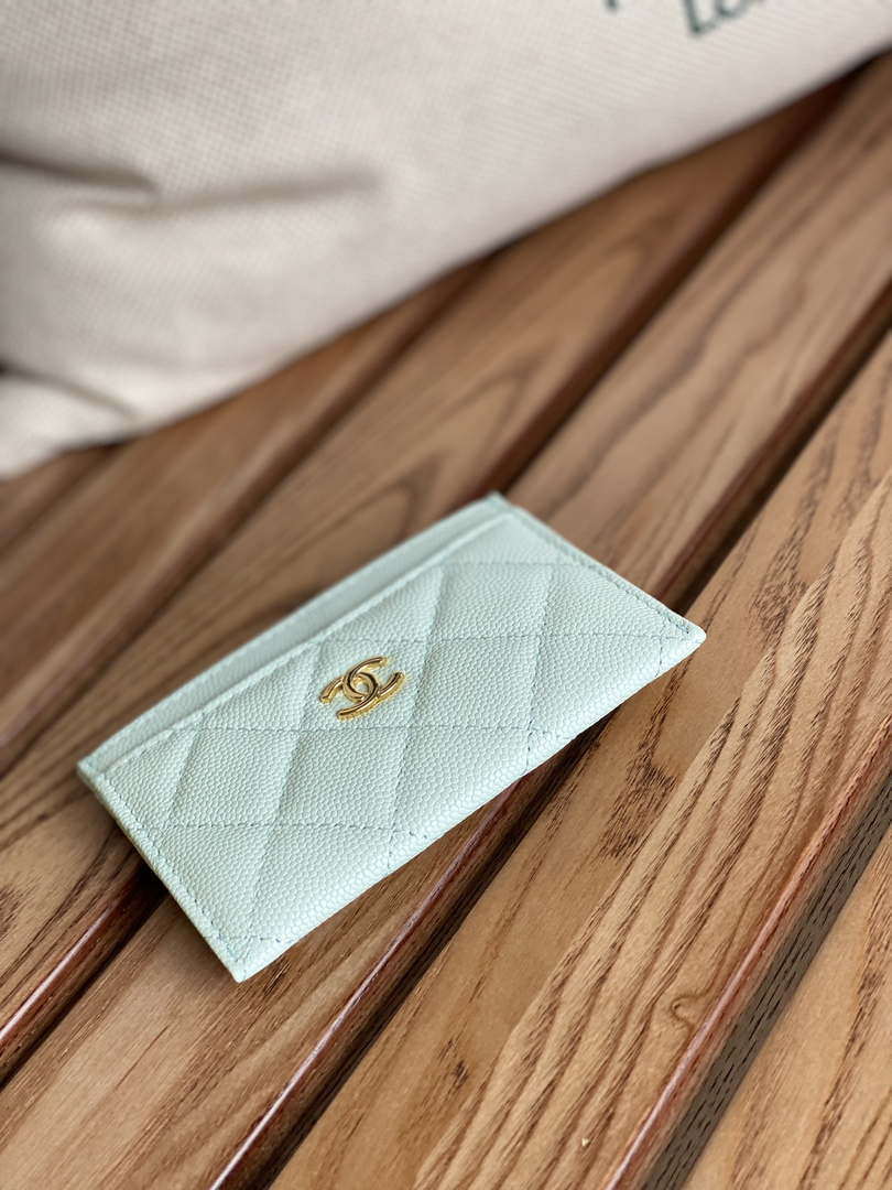 Chanel AP0213 Card Holder Calfskin Light Blue