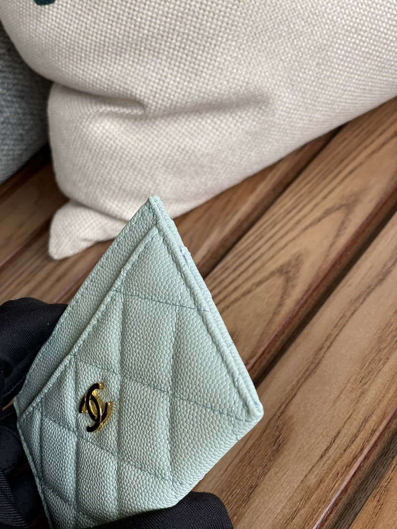Chanel AP0213 Card Holder Calfskin Light Blue