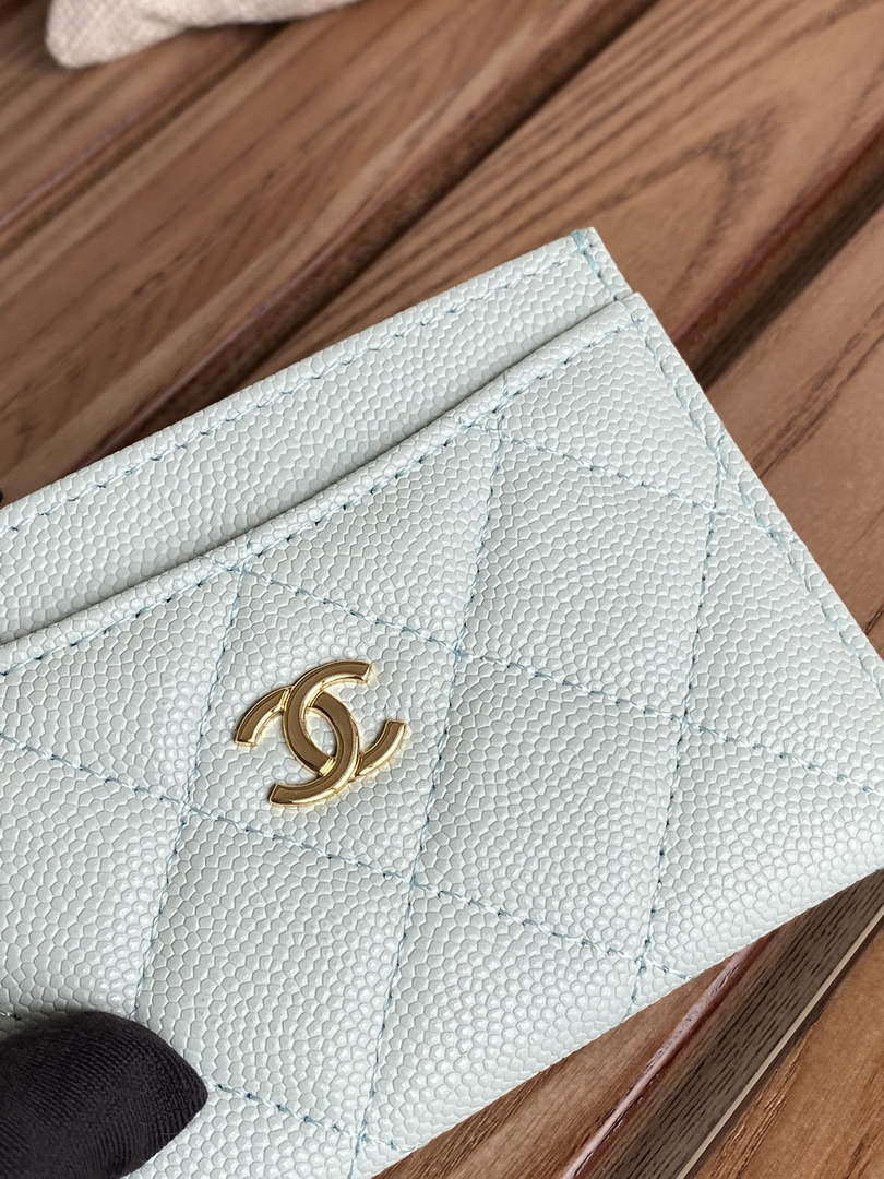 Chanel AP0213 Card Holder Calfskin Light Blue