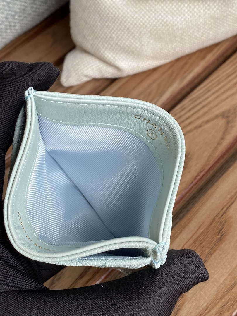 Chanel AP0213 Card Holder Calfskin Light Blue