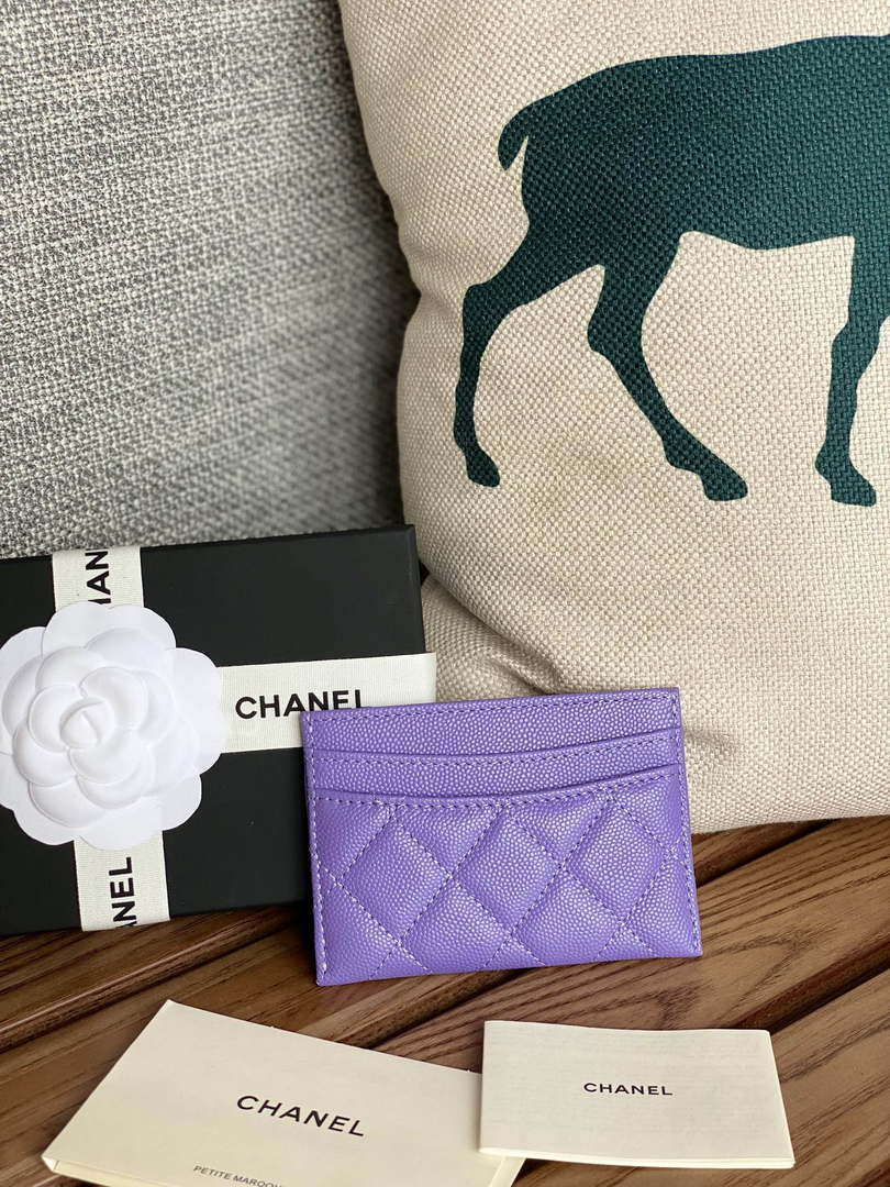 Chanel AP0213 Card Holder Calfskin Purple