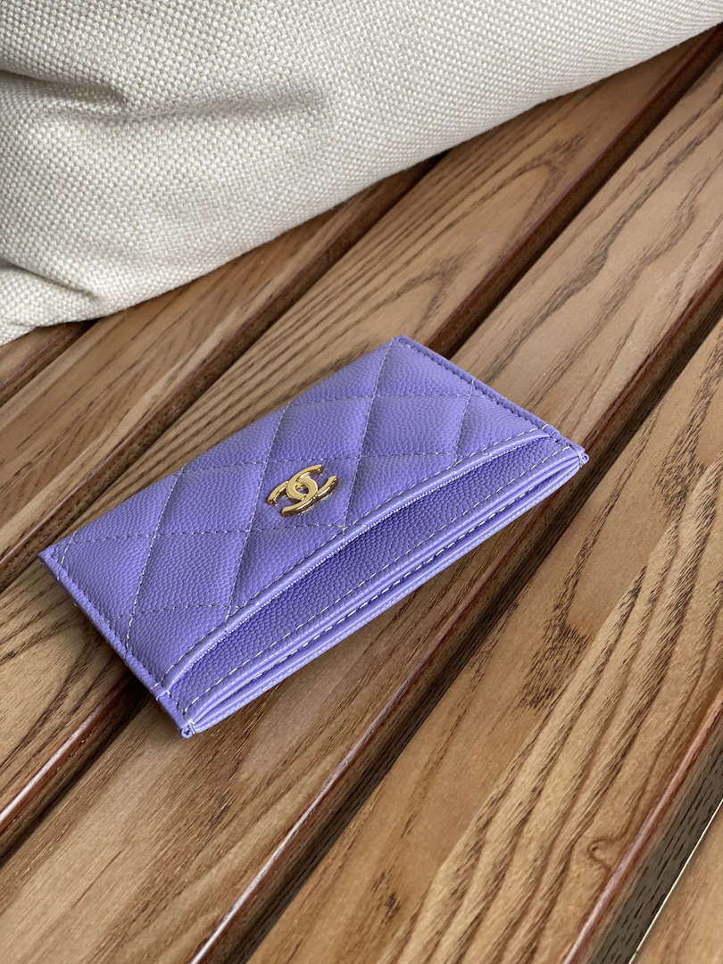 Chanel AP0213 Card Holder Calfskin Purple