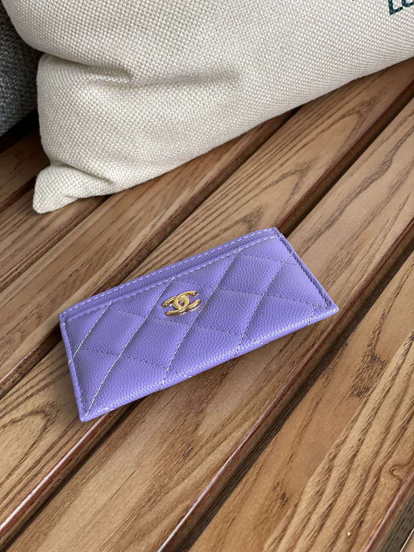 Chanel AP0213 Card Holder Calfskin Purple